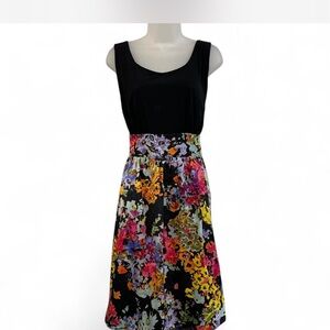Maurices Black Top Colorful Floral Skirt Waist Midi Y2K Vibrant Bright Plus 18